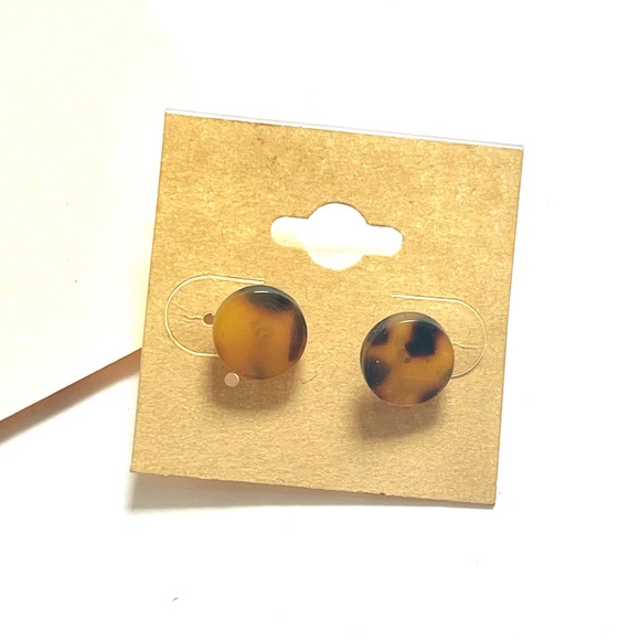 🏷️ tortoiseshell boho stud circle earrings - Picture 3 of 4